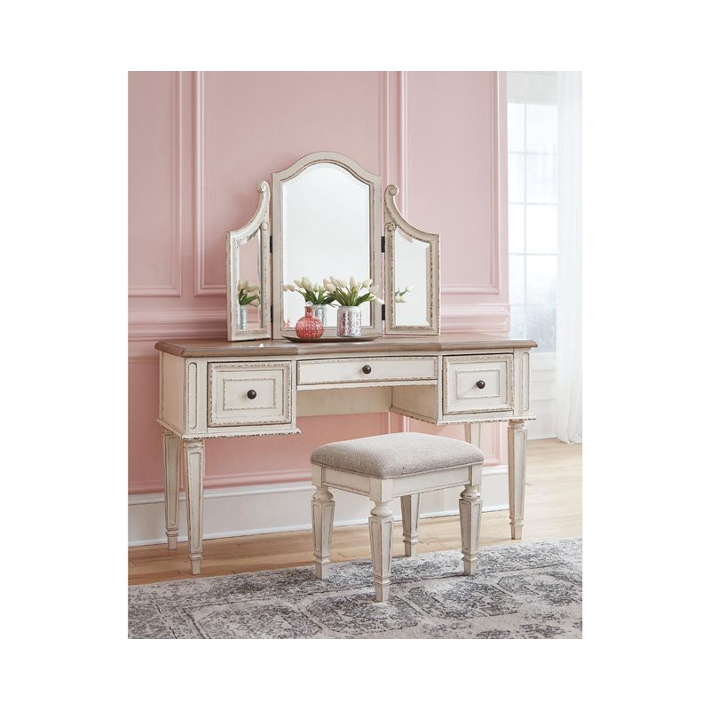 Realyn Vanity/Mirror/Stool (3/CN)