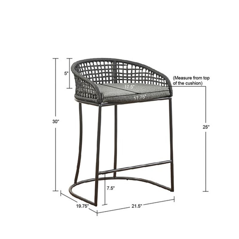 Dark Gray Hermosa Woven Counter Stool 25"
