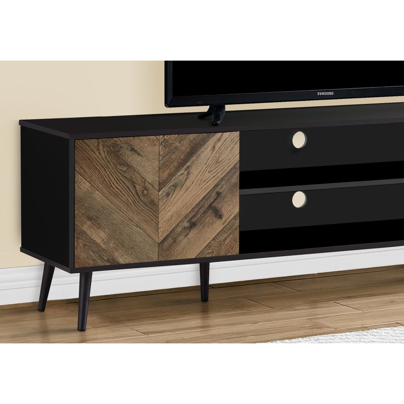 TV Stand - 72"L / Black With 2 Wood-Look Doors