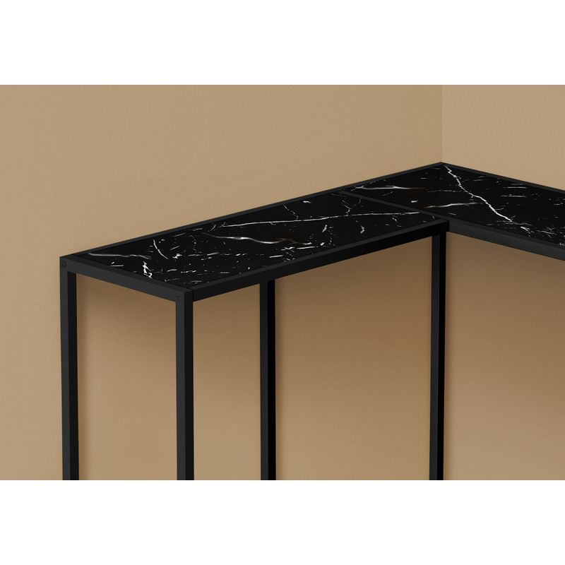 Accent Table/ Console/ Entryway/ Narrow/ Corner/ Living Room/ Bedroom/ Metal/ Laminate/ Black Marble Look/ Contemporary/ Modern