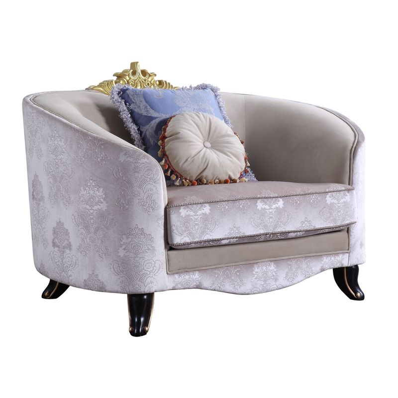 ACME Sheridan Chair w/2 Pillows, Cream Fabric