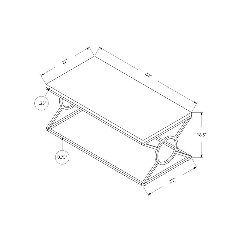 Coffee Table/ Accent/ Cocktail/ Rectangular/ Living Room/ 44"L/ Metal/ Laminate/ Glossy White/ Chrome/ Contemporary/ Modern