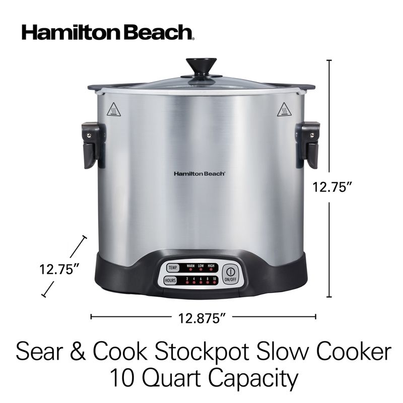 Hamilton Beach - 10qt Sear & Cook Stockpot Slow Cooker Silver