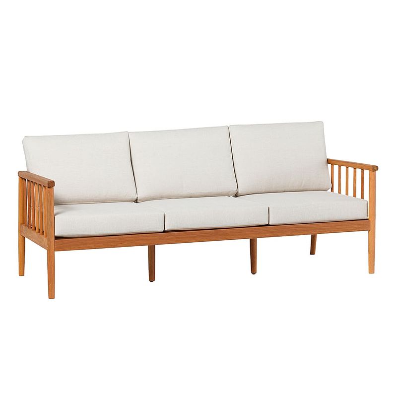 Walker Edison - Modern Solid Wood Spindle-Style Outdoor Triple Loveseat - Natural