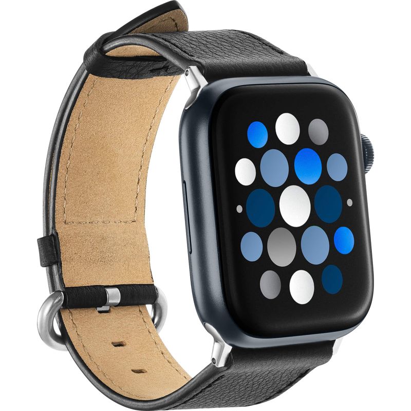 Insignia&trade; - Genuine Leather Band for Apple Watch 42mm, 44mm, 45mm, SE, Ultra 49mm and Ultra 2 49mm - Black