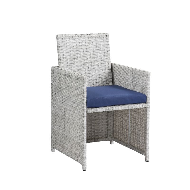 ACME Paitalyi 9Pc Bistro Set, Blue Fabric & Wicker