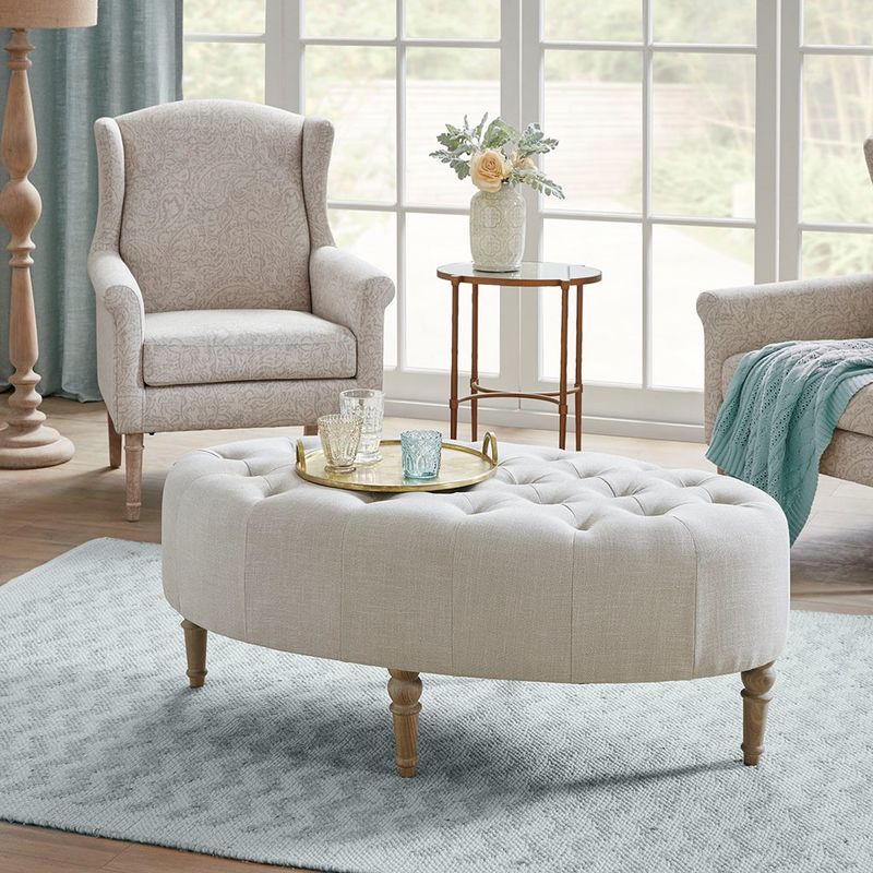 Merce Linen Oval Accent Ottoman