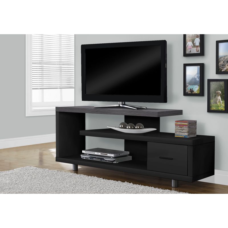 TV Stand/ 60 Inch/ Console/ Media Entertainment Center/ Storage Cabinet/ Living Room/ Bedroom/ Laminate/ Black/ Grey/ Contemporary/ Modern