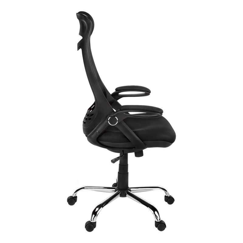 Office Chair/ Adjustable Height/ Swivel/ Ergonomic/ Armrests/ Computer Desk/ Work/ Metal/ Mesh/ Black/ Chrome/ Contemporary/ Modern