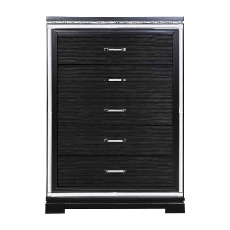 Eleanor Rectangular 5-drawer Chest Silver and Black