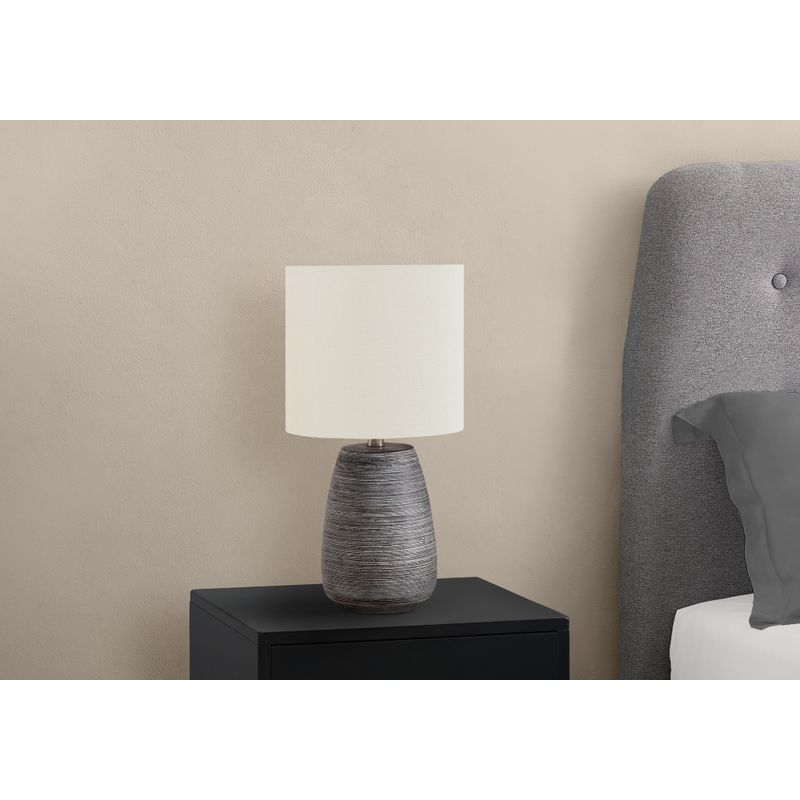 Lighting - 19"H Table Lamp Grey Ceramic / Ivory Shade