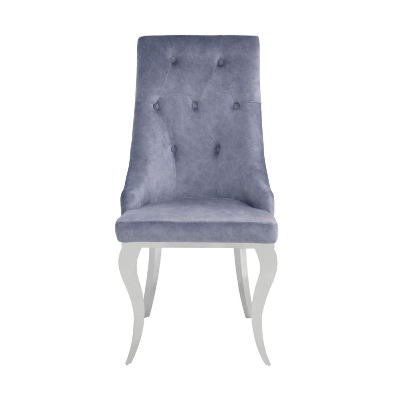 ACME Dekel Side Chair (Set-2), Gray Fabric & Stainless Steel