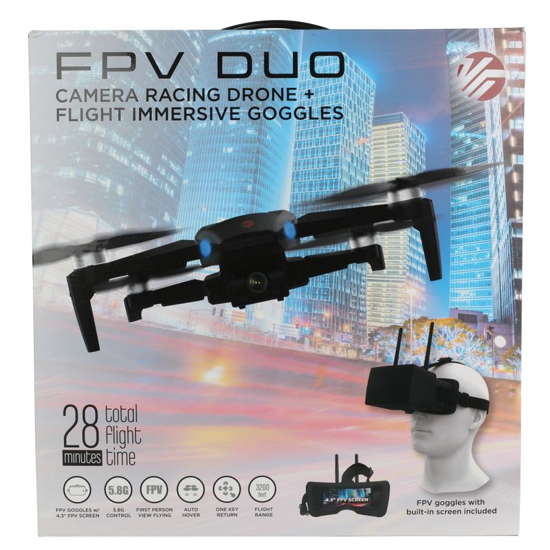 Vivitar - GPS FPV Duo Camera Racing Drone w/ Flight Immersive Goggles
