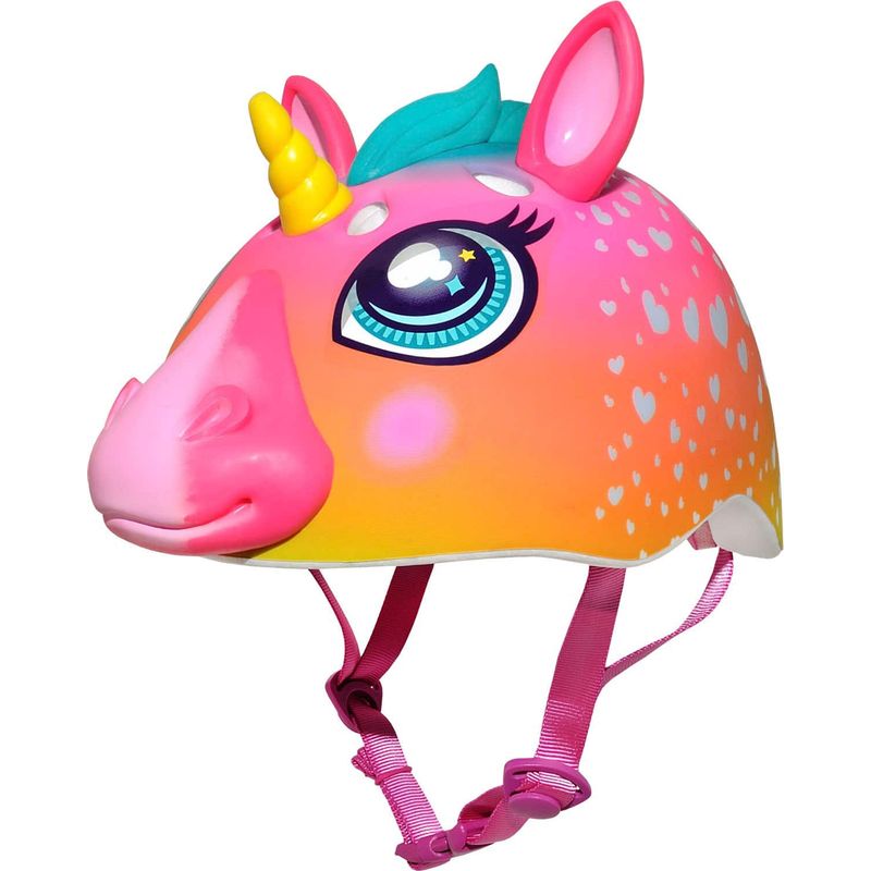 Raskullz - Super Rainbow Corn Helmet for Bike and Scooter - Toddler - Pink Rainbow