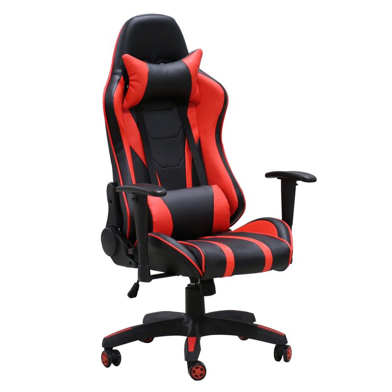 Felix Faux Leather Ergonomic Height Adjustable Reclining Swivel Office Gaming Chair in Black/Red