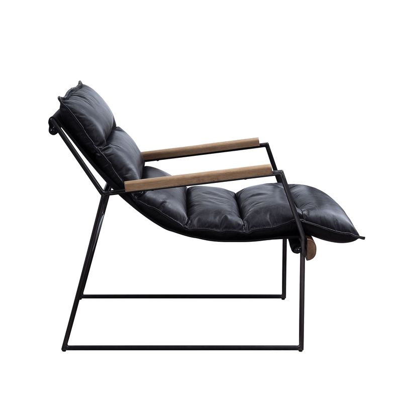 ACME Luberzo Accent Chair, Distress Espresso Top Grain Leather & Matt Iron Finish