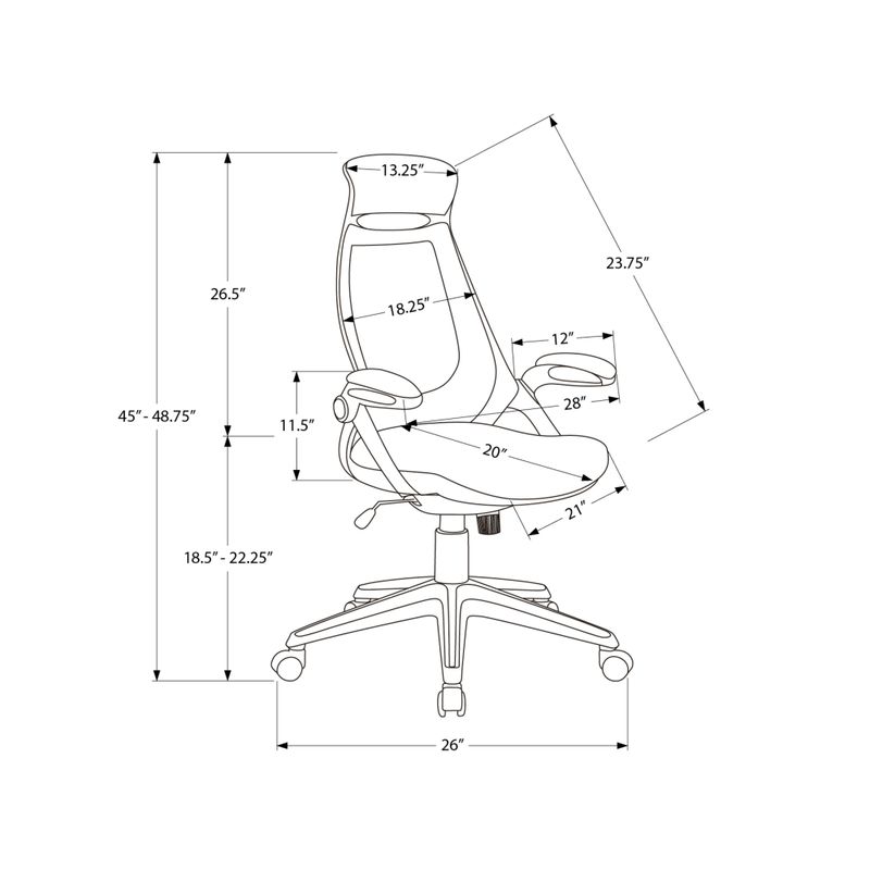 Office Chair/ Adjustable Height/ Swivel/ Ergonomic/ Armrests/ Computer Desk/ Work/ Metal/ Fabric/ Black/ Contemporary/ Modern