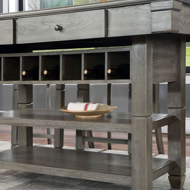 Transitional Gray Wood Top Counter Height Dining Table