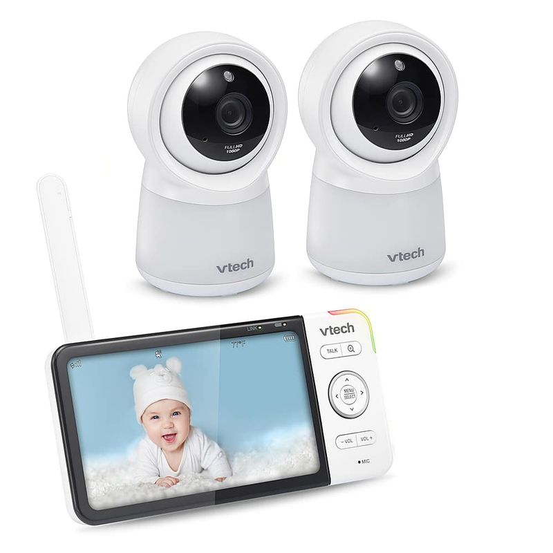 VTech - 2 Camera 5 Smart Wi-Fi 1080p Video Monitor - White