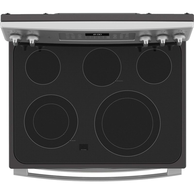GE - 6.6 Cu. Ft. Freestanding Double Oven Electric Convection Range with Self-Steam Cleaning and No-Preheat Air Fry - Stainless Steel