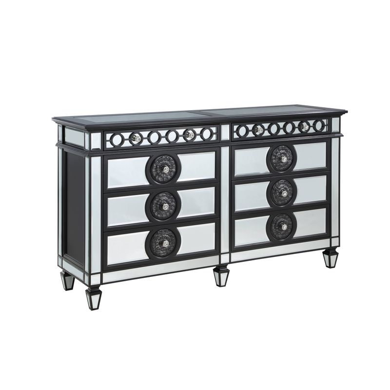 ACME Varian II Dresser, Mirrored, Black & Sliver Finish