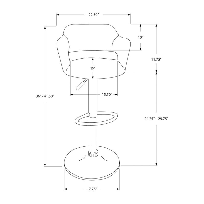 Bar Stool/ Swivel/ Bar Height/ Adjustable/ Metal/ Pu Leather Look/ White/ Chrome/ Contemporary/ Modern