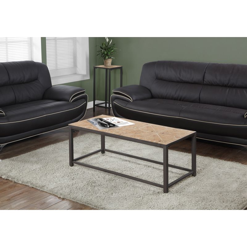 Coffee Table/ Accent/ Cocktail/ Rectangular/ Living Room/ 42" L/ Metal/ Tile/ Brown/ Transitional