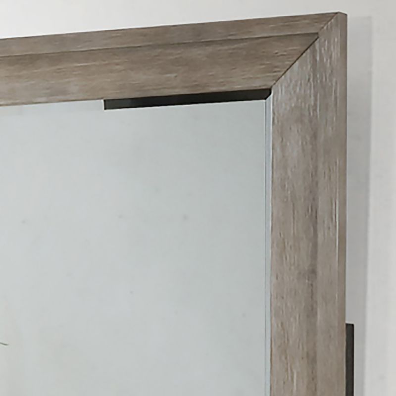 Transitional Rectangle Mirror in Wire-Brushed Warm Gray