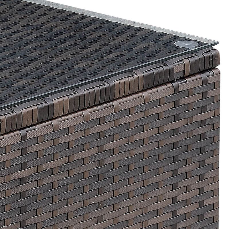 Contemporary Glass Top Patio Coffee Table in Brown/Beige