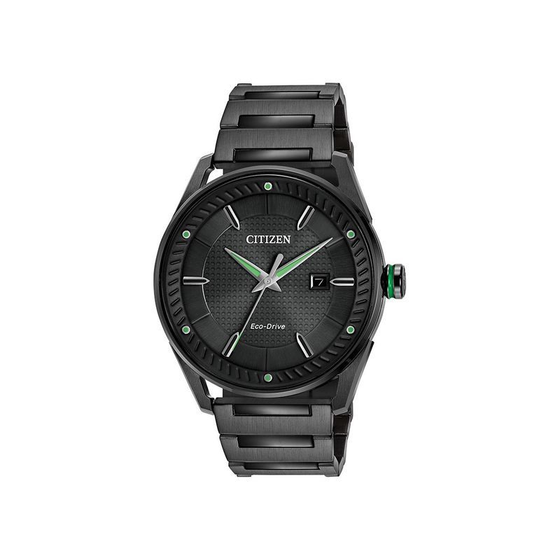 Citizen - Mens Eco-Drive CTO Black Ion-Plated Watch Black Dial