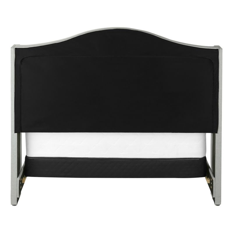 Bed - Queen Size / Light Grey Velvet With Chrome Trim