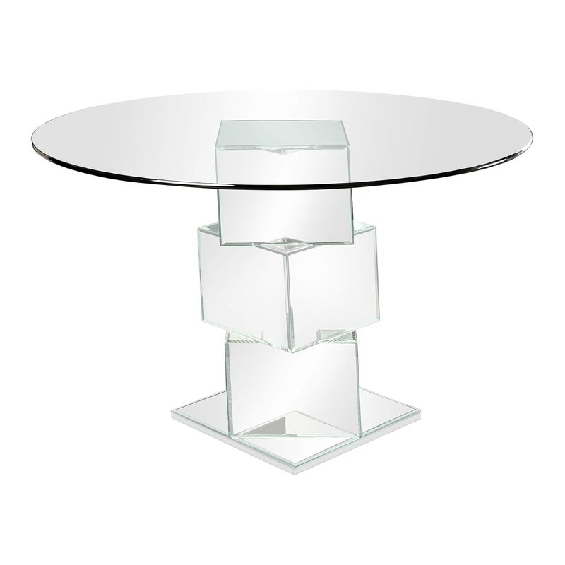 Contemporary Glass Top Dining Table in Chrome