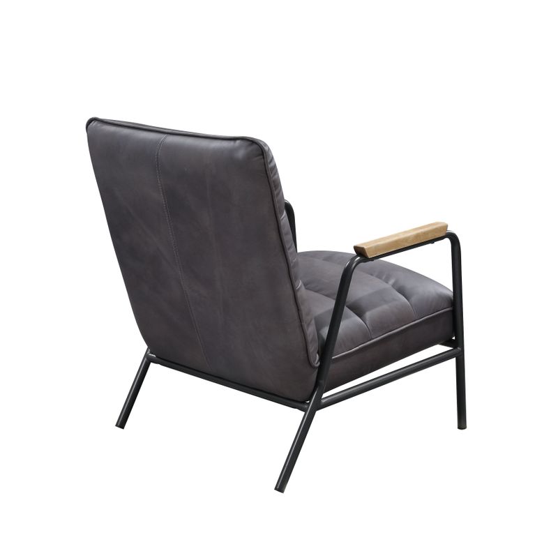 ACME Nignu Accent Chair, Gray Top Grain Leather & Matt Iron Finish