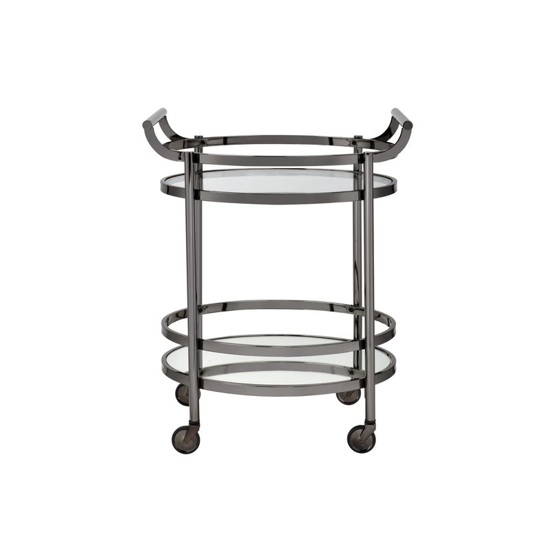ACME Lakelyn Serving Cart, Black Nickel & Clear Glass