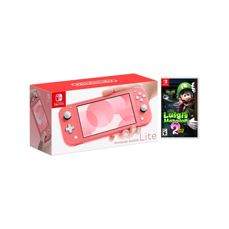 Nintendo Switch Lite Coral + Luigi's Mansion 2 Bundle