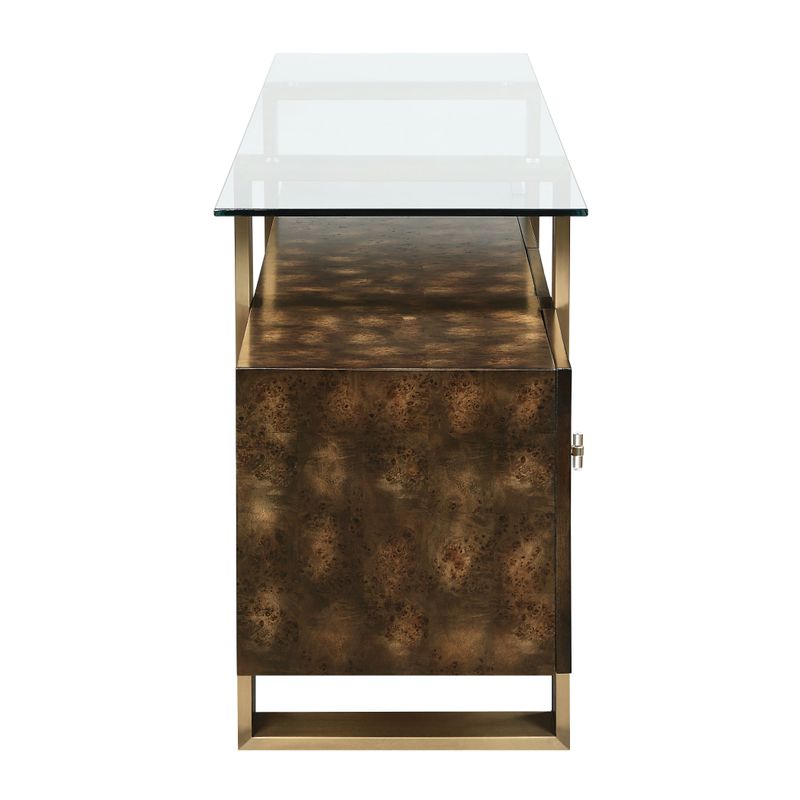 ACME Mabyn Console Cabinet, Brass & Antique Brown Finish