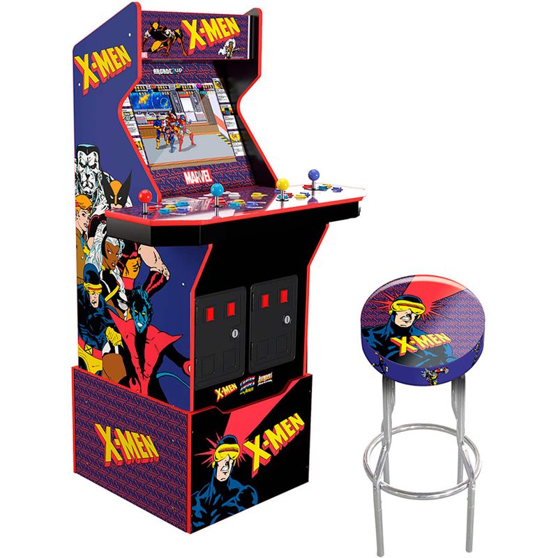 Arcade1Up - X-Men Arcade with Stool Riser Lit Deck  Lit Marquee - Multi