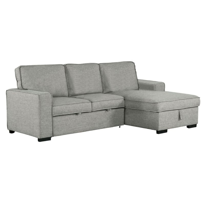 Wren 95 in. Light Grey 2-Piece Right Facing L Shaped Sleeper Sectional with Storage