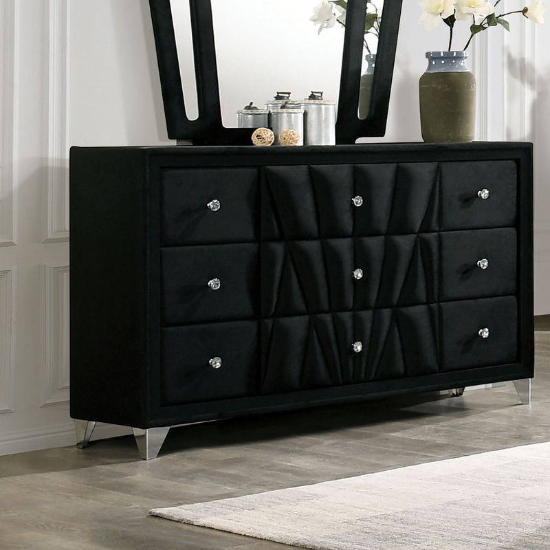 Transitional Fabric Upholstered Dresser in Black