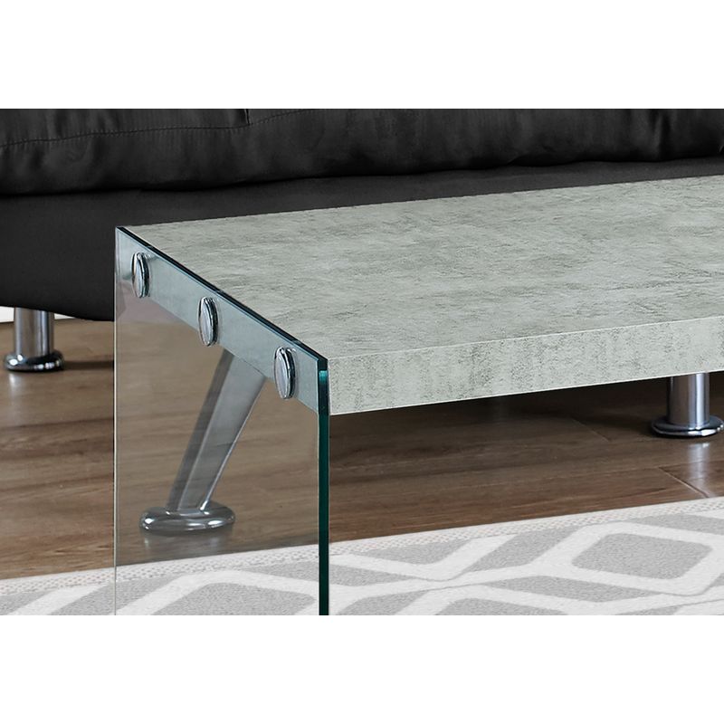 Coffee Table/ Accent/ Cocktail/ Rectangular/ Living Room/ 44"L/ Tempered Glass/ Laminate/ Grey/ Clear/ Contemporary/ Modern