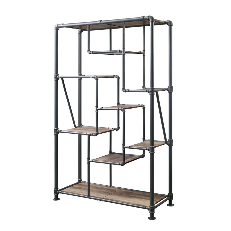 ACME Brantley Bookshelf, Antique Oak & Sandy Gray Finish