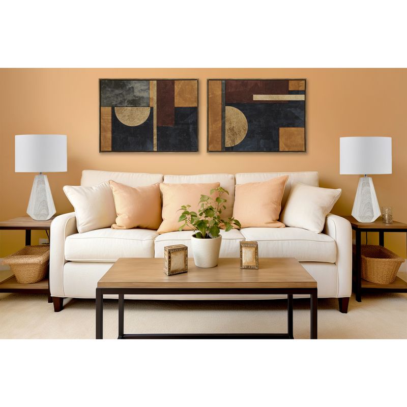 Natural Whitewash Flinn 23" Resin Table Lamp with Faux Wood Texture