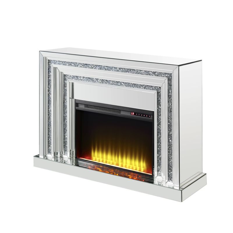 ACME Noralie Fireplace, Mirrored & Faux Diamonds