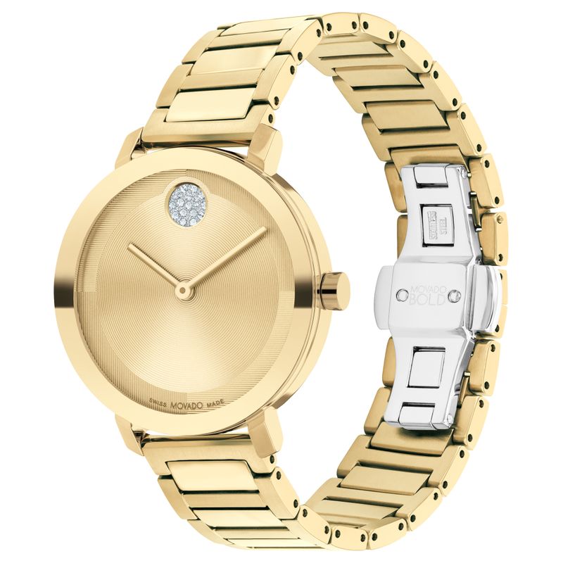 Movado - Ladies' Bold Evolution 2.0 Gold-Tone SS Watch w/ Crystal Dot Gold Dial