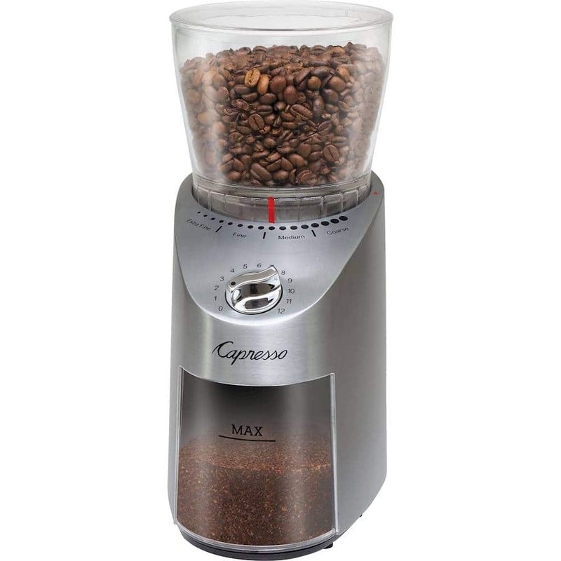 Capresso - Infinity Plus 4-Oz. Conical Burr Coffee Grinder - Stainless Steel