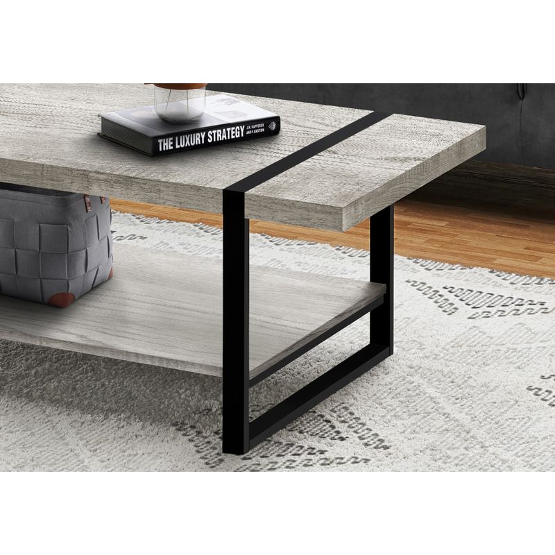 Coffee Table/ Accent/ Cocktail/ Rectangular/ Living Room/ 48"L/ Metal/ Laminate/ Grey/ Black/ Contemporary/ Modern