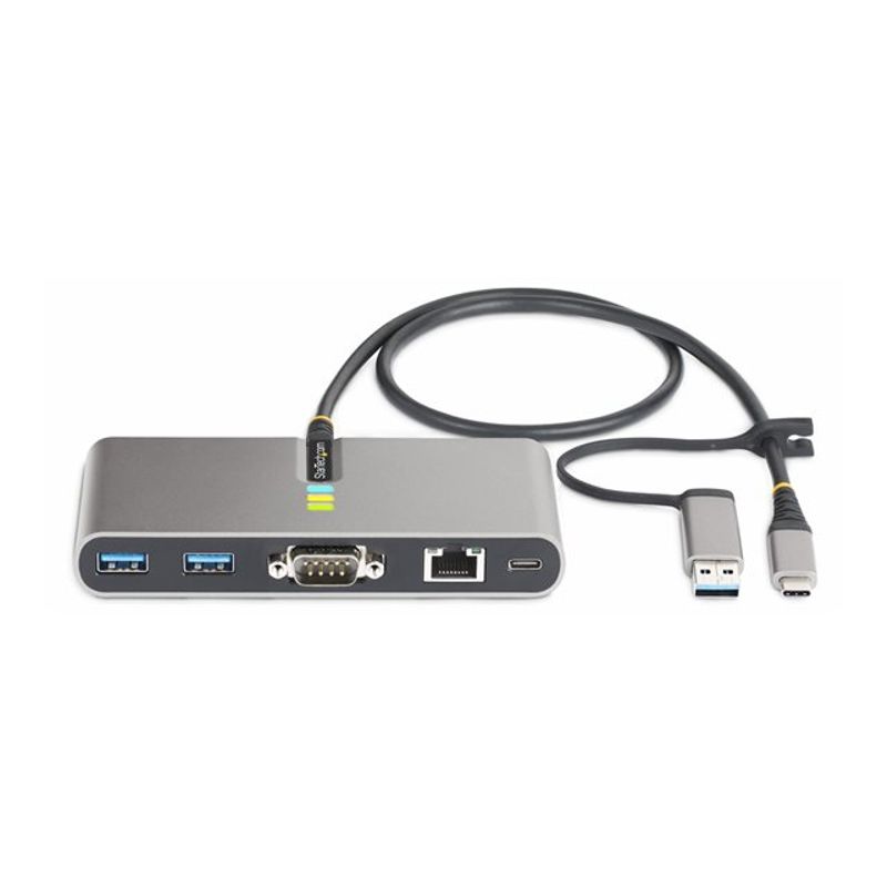 StarTech.com 2-Port USB-C/USB-A Hub with GbE and RS232 Serial 2x USB-A - hub - 2 ports