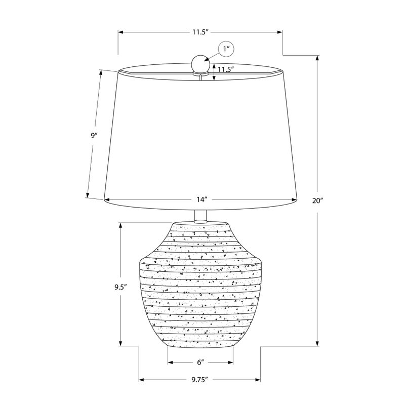 Lighting - 20"H Table Lamp Cream Concrete / Ivory Shade