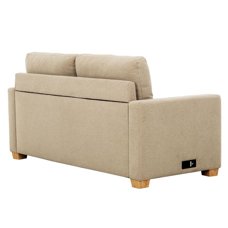 Reign Beige 73 in. Convertible Full Sleeper Sofa with USB Port