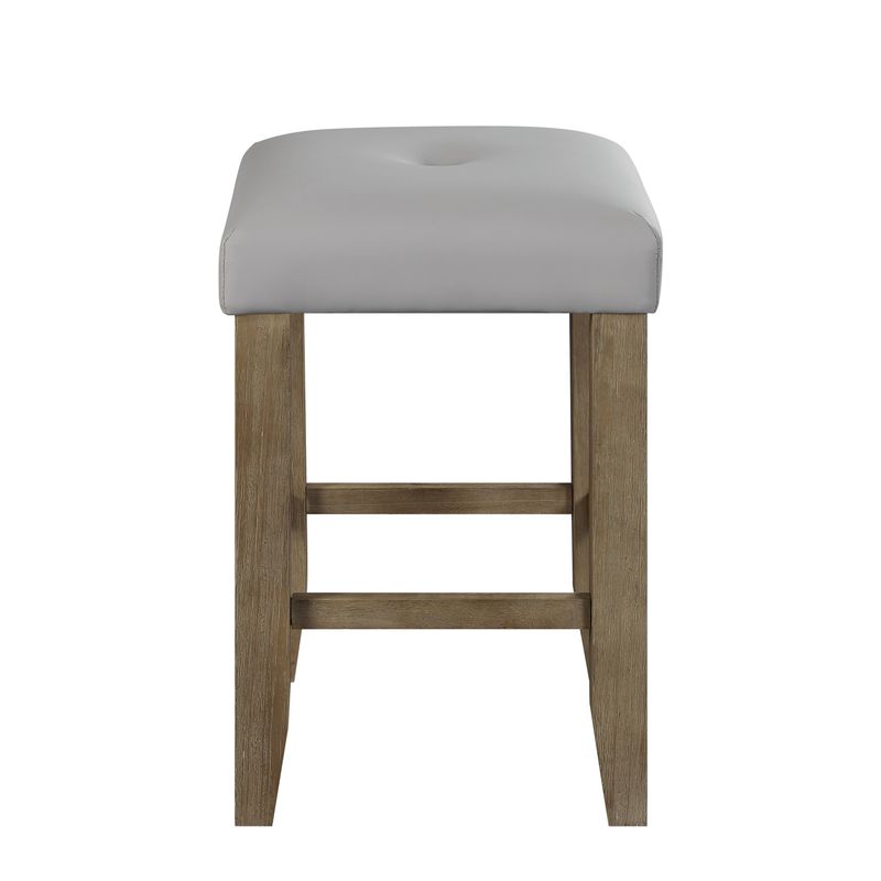 ACME Charnell Counter Height Stool (Set-2), Gary Synthetic Leather & Oak Finish